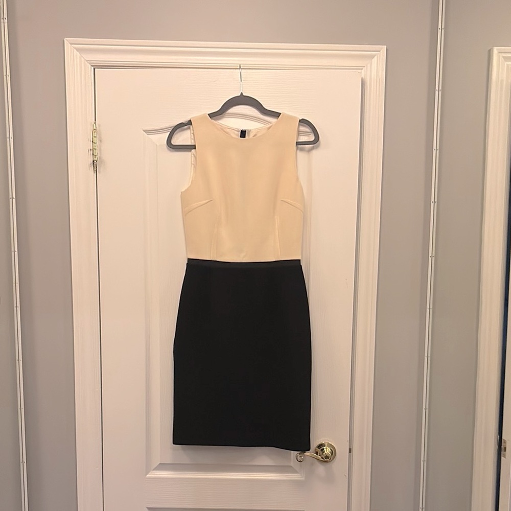 Michael Kors Collection Cream and Black Sheath Dress